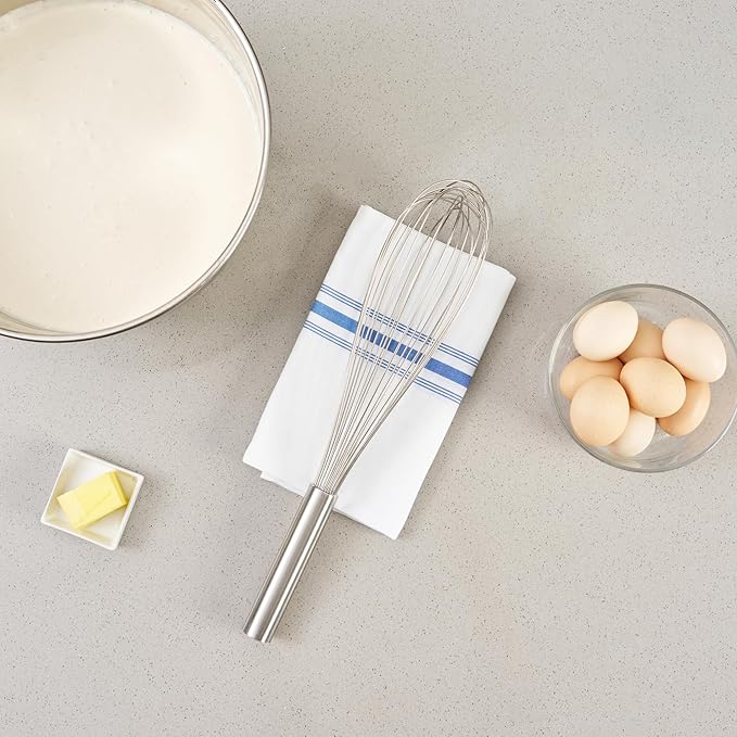 Restaurantware Met Lux 16 Inch x 3 Inch Baking Whisk, 1 With Ergonomic Handle Metal Whisk - Dishwasher-Safe, Corrosion-Resistant, Stainless Steel Whisk For Baking, For Whipping, Baking, Or Cooking