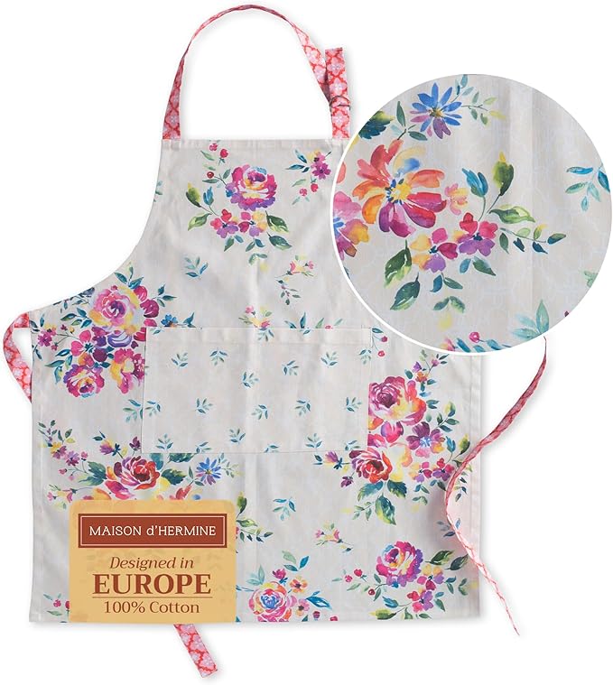 Maison d' Hermine 100% Cotton Apron for women with Pocket Kitchen Chef Apron for Men Cooking Mothers Day Gifts