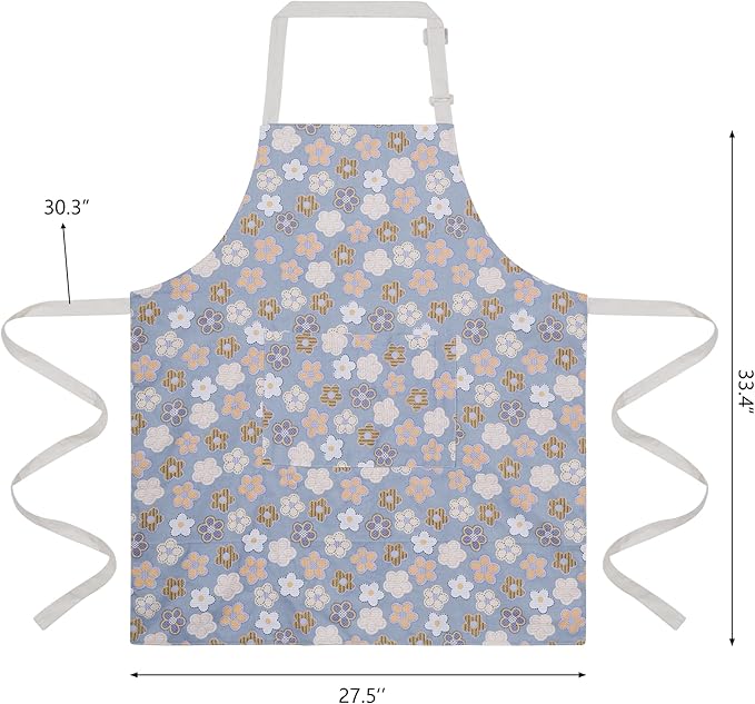 Aoomzoon Kitchen Aprons for Women with 2 Pockets,Double Sided Vintage Adjustable Apron for Gardening Cooking Arting Painting