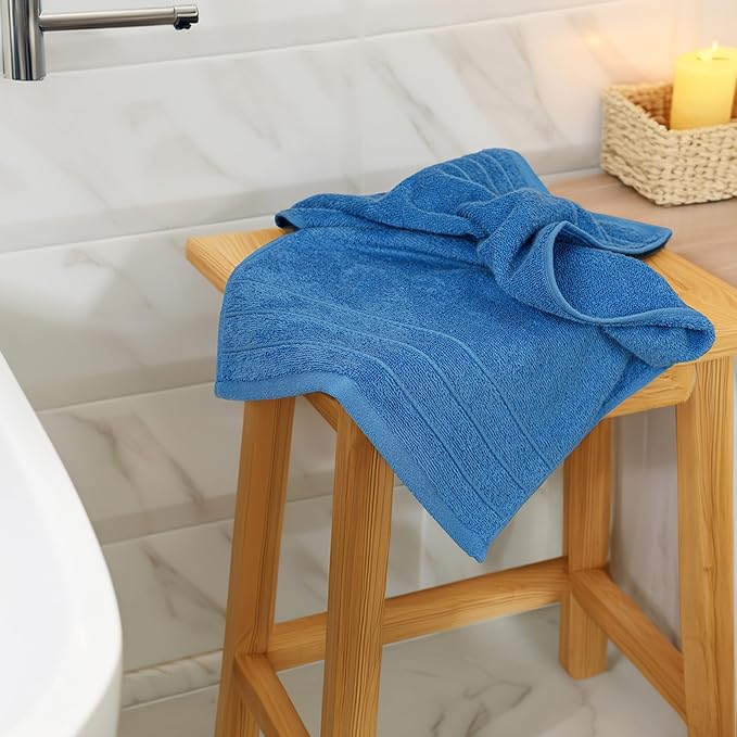 Tens Towels Pack of 6 Hand Towels, 100% Cotton, Lighter Weight, Quick to Dry, 16 x 28 Inches, Super Soft & Absorbent, Perfect for Bathroom & Kitchen, Blue