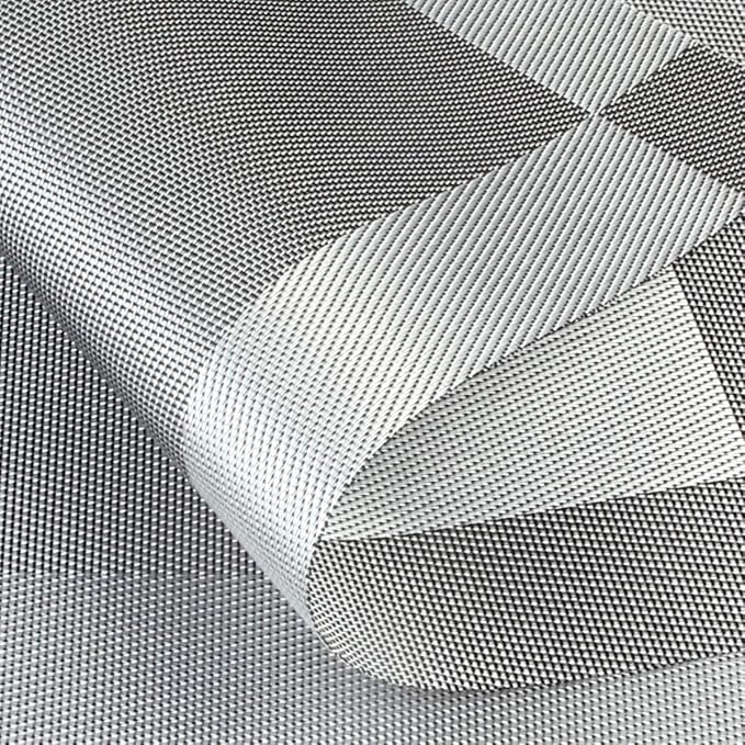 DACHUI Placemats Set of 8, Linen Look Woven Place Mats, Water Resistant, Heat Resistant, Washable, Durable Table Mats (Silver Grey)