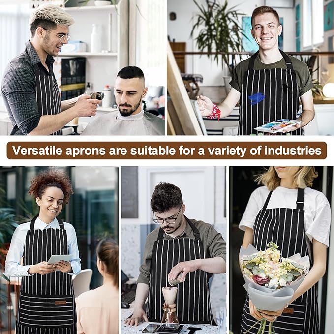 2-Pack Aprons for Women Men with Pockets, Adjustable Bib Kitchen Apron, Chef Aprons for Cooking Baking BBQ