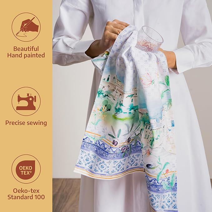 Maison d' Hermine Kitchen Towel 100% Combed Cotton Premium Set of 3 Kitchentowels Easter Tea Towels (20"x27.50") for Table Cleaning, Dining, Buffet Parties & Wedding Use -Luberon
