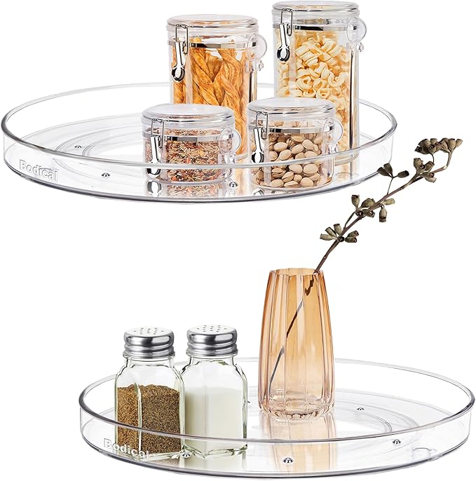 2 Pack Lazy Susan Organizer, 10.6" Clear Lazy Susan Turntable for Kitchen Cabinet,Turntable Organizer for Countertop, Pantry Organization and Storage