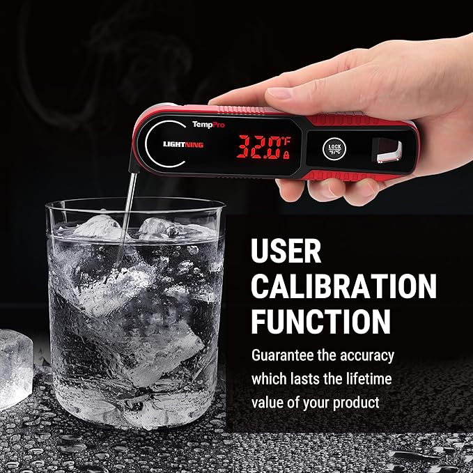 TempPro Lightning 0.5-Sec Instant Read Meat Thermometer, Kitchen Food Thermometer with 180° Rotating Display, IP67 Waterproof Cooking Thermometer for Deep Fry Smoker BBQ Grill (Previously ThermoPro)