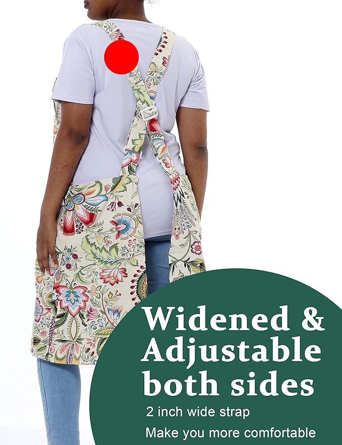 Big Plus Size Aprons for Women with Pockets Cotton Linen Baking Kitchen Cooking