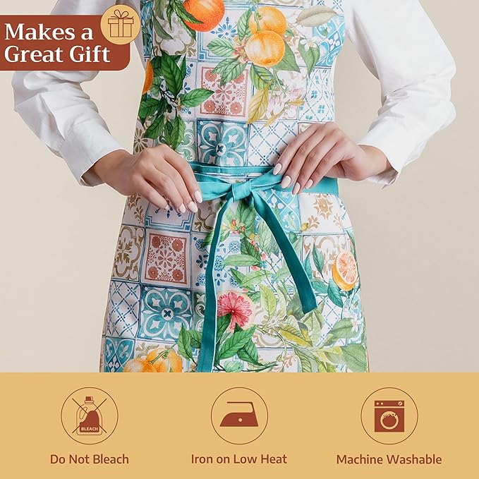 Maison d' Hermine 100% Cotton Apron for women with Pocket Kitchen Chef Apron for Men Cooking Mothers Day Gifts