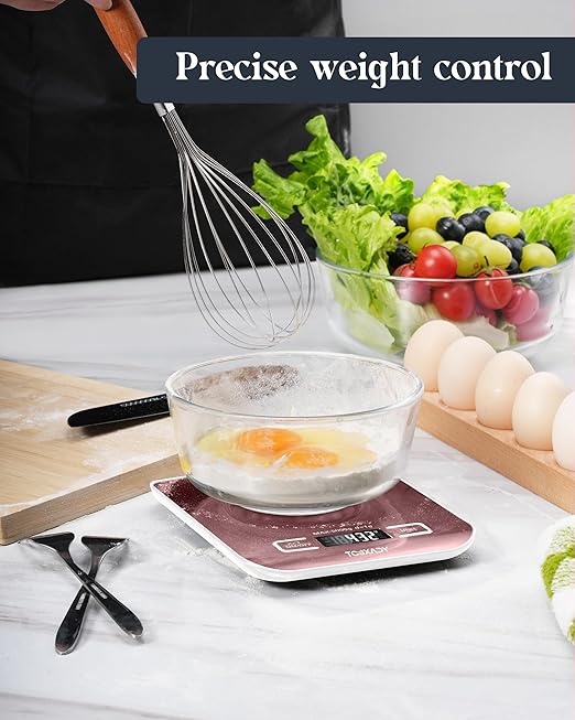 Food Scale, 11lb Digital Kitchen Scale with 6 Units LCD Display and Tare Function,Compact Design for Baking,Healthy Cooking,Meal Prep, 304 Stainless Steel