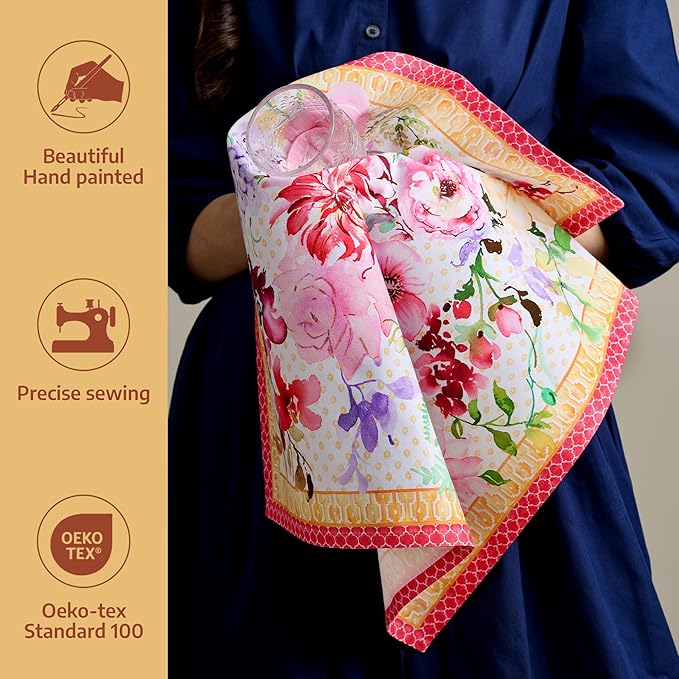 Maison d' Hermine Kitchen Towel 100% Combed Cotton Premium Set of 3 Kitchentowels Tea Towels (20"x27.50") for Table Cleaning, Dining, Buffet Parties & Wedding Use - Summer Joy