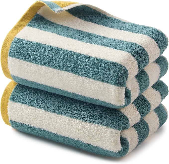 REDKISS 2-Pack Premium Hand Towels, 28x12 Inches 100% Cotton Bath Towels, Ultra Soft and Highly Absorbent Towel for Bathroom, Gym, Hotel,and Spa,Green