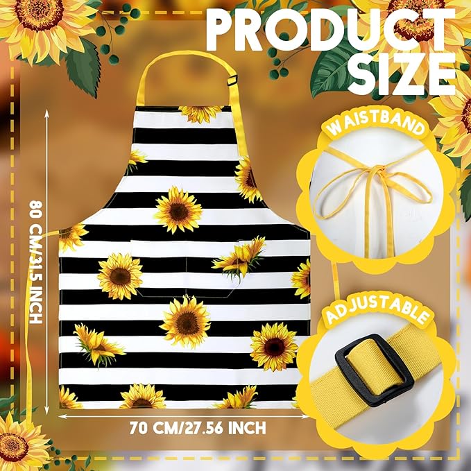 Geetery 4 Pcs Chicken Aprons for Women Rooster Print Apron Waterproof Adjustable for Kitchen Cooking