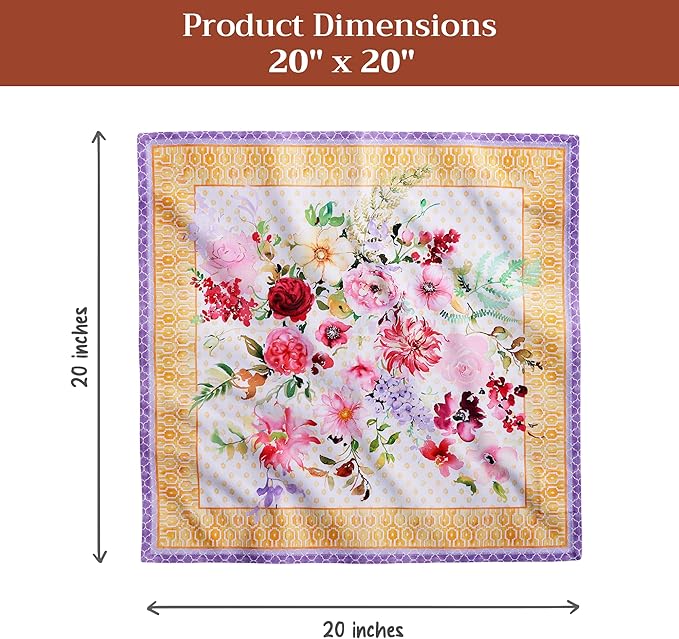 Maison d' Hermine Napkin 100% Combed Cotton Premium Cloth Napkin Decorative Washable Napkins Set of 4 for Home, Kitchen, Dining, Cocktail Parties & Camping - Summer Joy (20”X20”)
