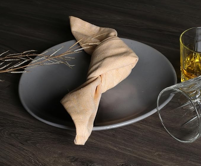 Native Fab Solid Cloth Napkin Set of 12, 100% Chambray Cotton, Washable, Reusable Dinner Cloth Napkin 17x17 inches, Table Decor Napkins for Dinner, Events, Mustard Yellow