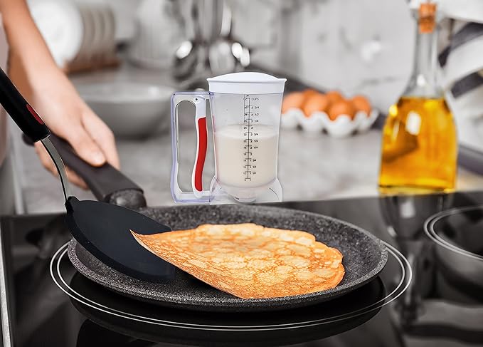 Wide Silicone Pancake Spatula – Large Heat-Resistant Turner for Cooking | Nonstick Safe | Stainless-Steel Reinforced Core & Easy-Grip Handle