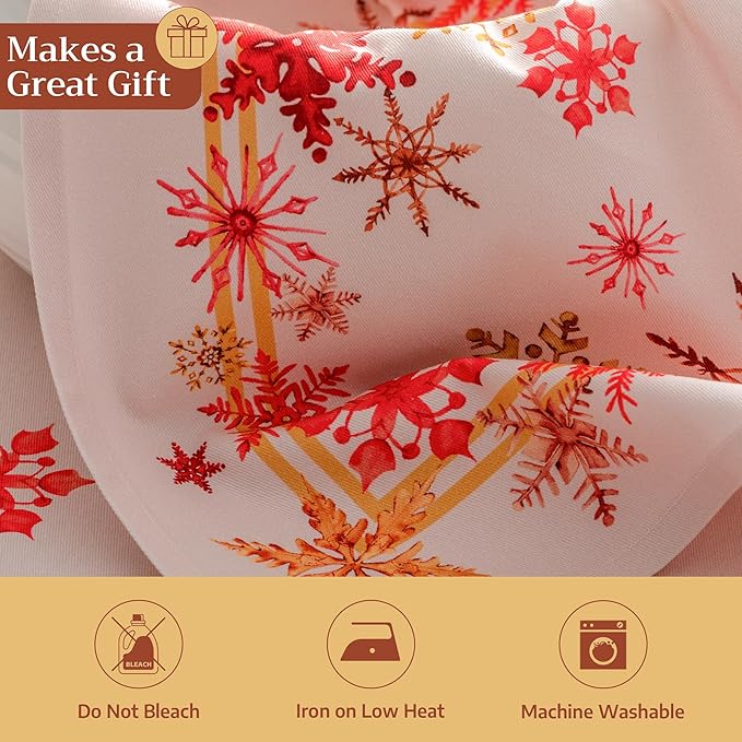 Maison d' Hermine Cloth Napkins Set of 4 100% Cotton for Thanksgiving Christmas Decorations Everyday Reusable Square Fall Napkins Cloth Washable Dinner Party (Crystal Star, 20"x20")