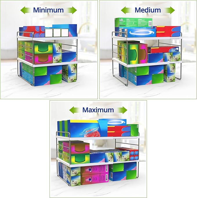 YAN & HIN Kitchen Cabinet Organizer, Expandable Kitchen Aluminum Foil and Plastic Wrap Organizers, Sandwich Storage Bags organizer, bottle storage bag under sink organizer for Pantry Organization