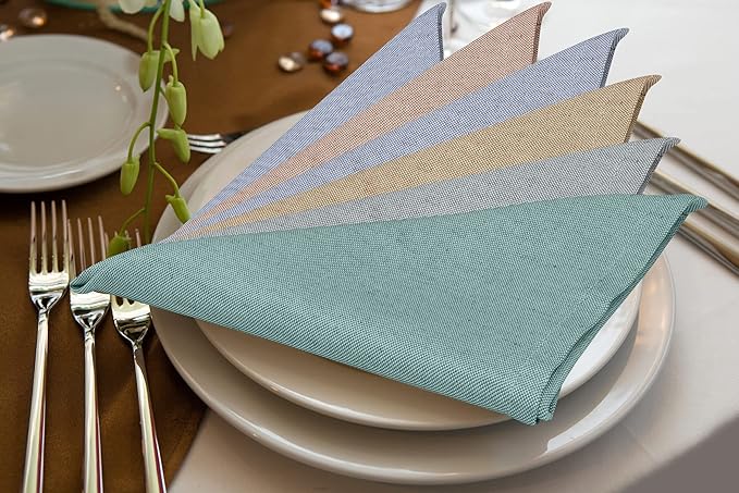 Ruvanti Cloth Napkins Set of 12, 18x18 Reusable Napkins Cloth Washable, Soft & Durable Table Napkin, Poly Cotton Fabric Dinner Napkins for Parties, Christmas, Thanksgiving, Weddings - Multicolor