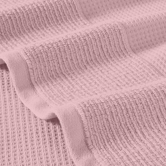 Modern Threads Waffle-Rib 6-Piece Towel Set – Premium Cotton Bath Towels, Ultra-Absorbent & Soft, Elegant Waffle Texture for Bathroom & Spa, Petal