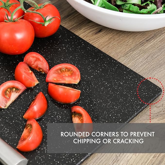 Dexas Superboard Cutting Board with Handle 11 x 14.5 inch Midnight Granite, Kitchen Prep Board, Dishwasher Safe, Non-Porous Poly Surface, Made in USA
