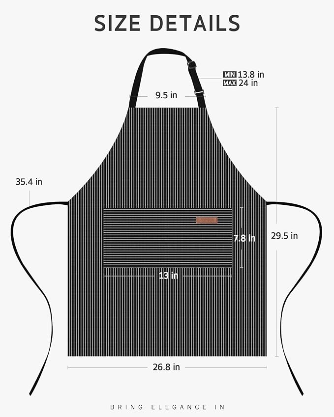 Syntus Apron for Men Women, Adjustable Cooking Kitchen Chef Aprons with 2 Pockets, Cotton/Polycotton/Polyester