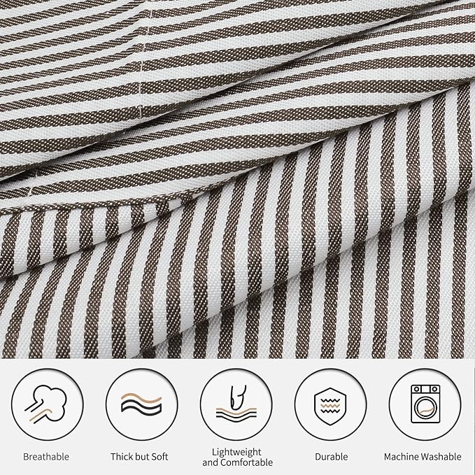 NLUS 2 Pack Kitchen Cooking Aprons, Adjustable Bib Soft Chef Apron with 2 Pockets for Men Women(Black/Brown Stripes)
