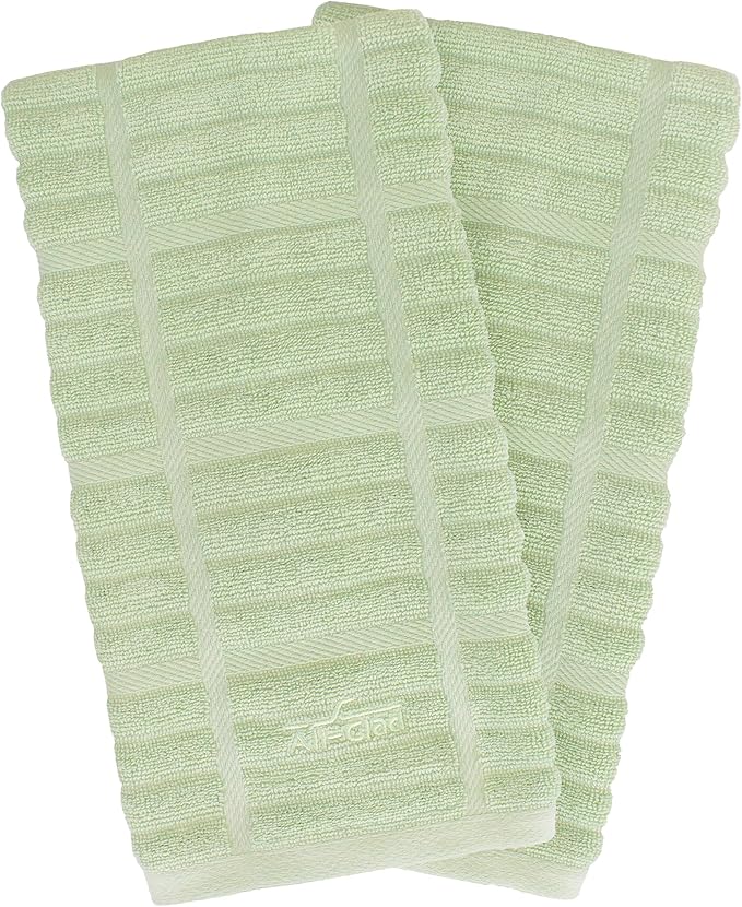 All-Clad Solid Kitchen Towels: Highly Absorbent, Super Soft Long Lasting - 100% Cotton, 17"x30" Tea Towels for Cleaning & Drying Dishes, Pans, Glassware, or Countertops, (2-Pack), Fennel