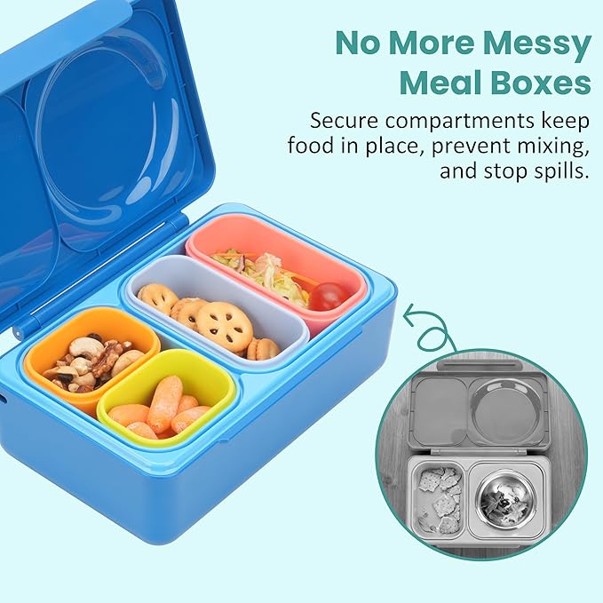 Dip Containers for OmieBox UP bento Box, 4 Pack Leakproof Salad Dressing Container To Go, Condiment Containers with Lids - Food Safe Silicone - 4.5 & 9 ounces