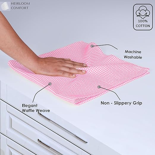 12 Pack Dual Tone Waffle Weave Dish Cloth, 12"x12", 100% Cotton, Absorbent, Fast Dry, Soft for Cleaning, Durable Dishcloth Set, Machine Washable, Hand Dish Towels, Baby Pink