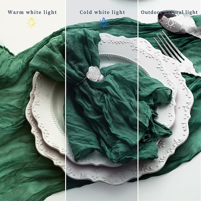 100 Pack Emerald Green Cheesecloth Napkins Washable 21x21 Inches Emerald Green Cloth Napkins for Wedding Set of 100 Dinner Table Napkins Bridal Baby Shower Rustic Boho Cotton Gauze Party Table Decor