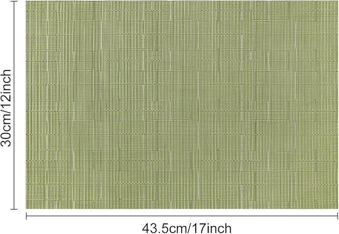 Myir JUN Placemats Set of 8, Vinyl Woven Placemats Place Mats Indoor Set of 8 Washable Table Mats Non-Slip Place mats for Dining Table (Green, Set of 8)