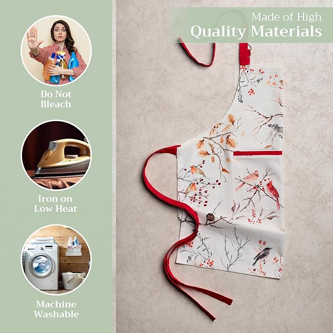Maison d' Hermine 100% Cotton Apron for women with Pocket Kitchen Chef Apron for Men Cooking Mothers Day Gifts