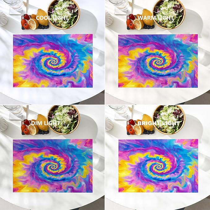 Batmerry Swirl Cosmic Blend Placemats, Kaleidoscopic Dreamy Washable Linen Table Mats for Kitchen Table Double Insulation Decor Dining Set Indoor Outdoor 12X18 in Set of 4
