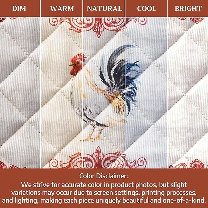 Maison d' Hermine Double Oven Mitts 100% Cotton 7"x35" Double Oven Mitt Heat Resistant BBQ Cooking Gloves with Loop Baking Grilling Gifts for Mothers Day Spring Summer (Campagne)