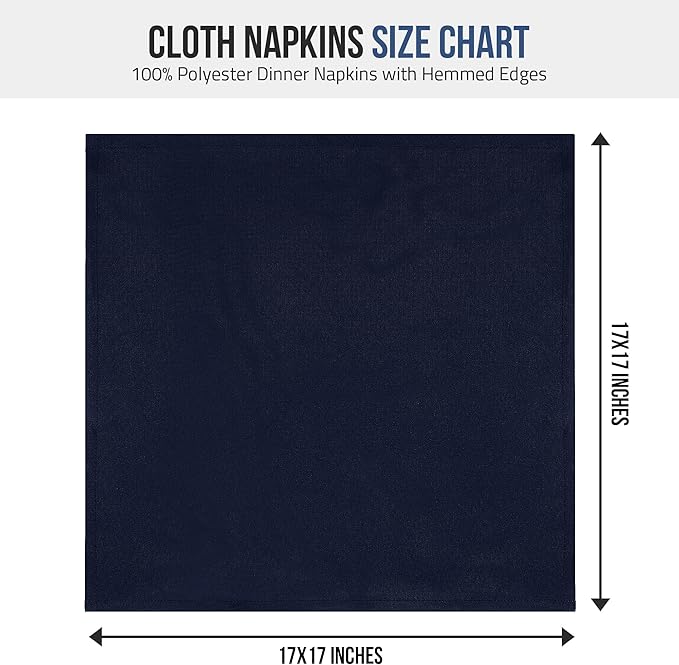 Utopia Home Navy Blue Cloth Napkins (12 Pack, 17x17 Inches), Ideal Dinner Napkins for Party, Wedding and Lunch/Dinner