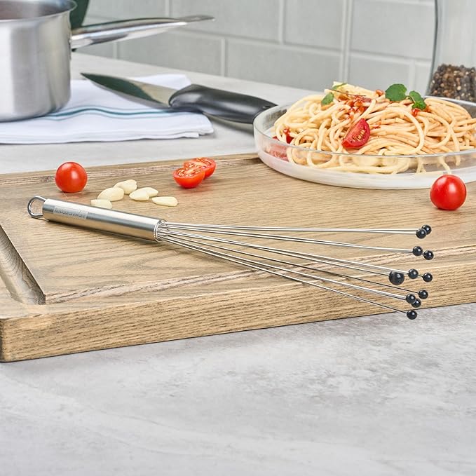 Restaurantware 12.5 in Stainless Steel Ball Whisk with Silicone Tips - 24 Pack - German Standard Sauce & Gravy Whisk, Non-Scratch, Dishwasher Safe - Non-Stick Safe Silicone Ball Whisk for Baking