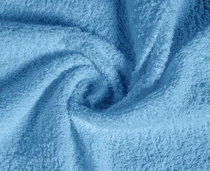 Softolle 100% Cotton Washcloths (12x12 Inches) Soft, Highly Absorbent Washcloth, Face Towels, Wash Cloths for Face, Ring Spun, Bulk Pack (Sky Blue, 60 Pack)