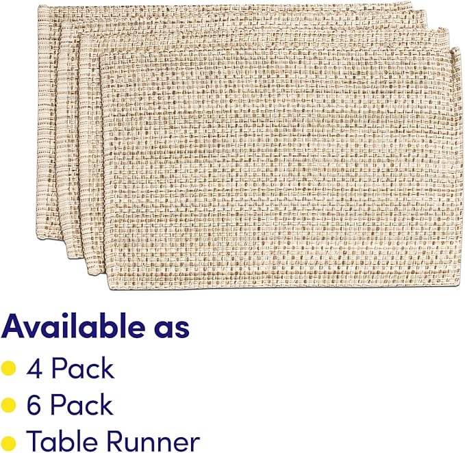 Sweet Home Collection 100% Cotton Placemats for Dining Room Rectangle Two Tone Woven Fabric 13" x 19" Soft Durable Table Mat Set, Set of 4, Eggshell
