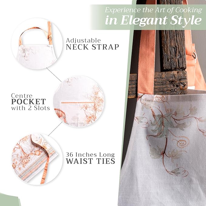 Maison d' Hermine 100% Cotton Apron for women with Pocket Kitchen Chef Apron for Men Cooking Mothers Day Gifts
