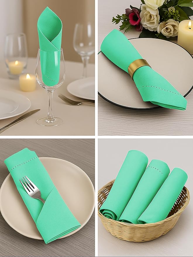 Cotton Cloth Napkins Set of 12, 18x18 Cotton Napkin Cloth Washable, Soft, Reusable Napkins for Wedding, Parties, Christmas, Thanksgiving, Everyday Use (Aqua) - ALPHA Living HOME