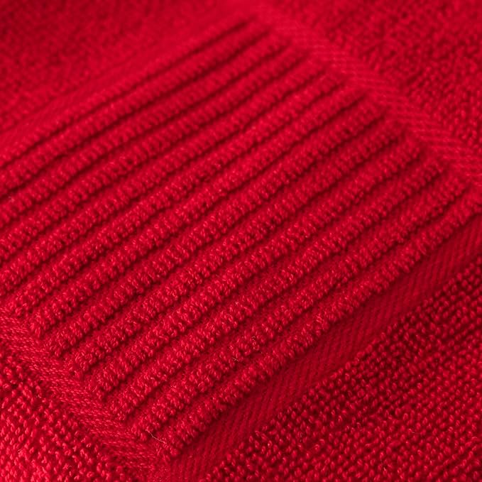 T-Fal Solid & Checked Parquet Kitchen Towels: Highly Absorbent, Super Soft Long Lasting - 100% Cotton, 16"x26" Dish Towels for Cleaning & Drying Dishes, Pans, Glassware, or Countertops, (2-Pack), Red