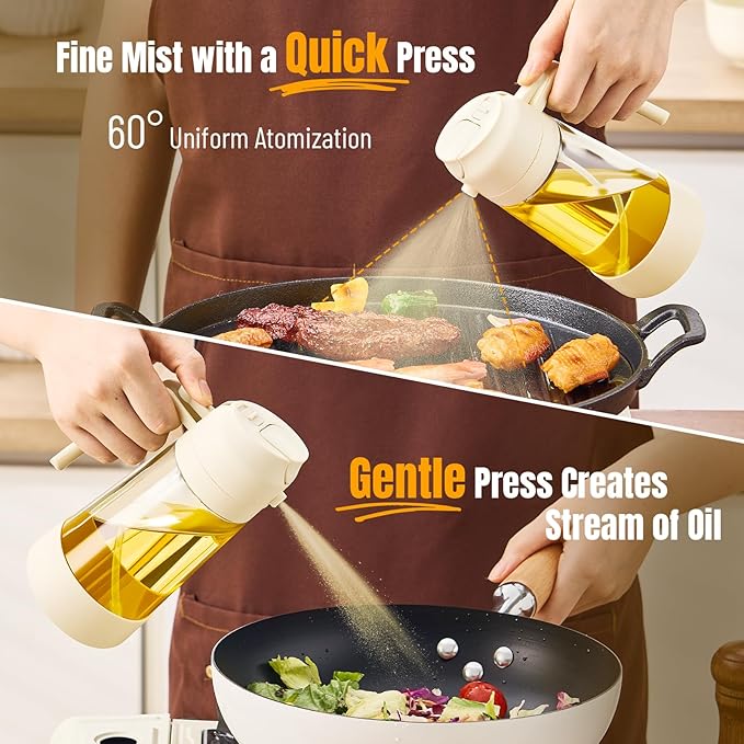 PARACITY 2 in 1 Oil Dipenser Bottle with Silicone Bottom (White-2PCS)