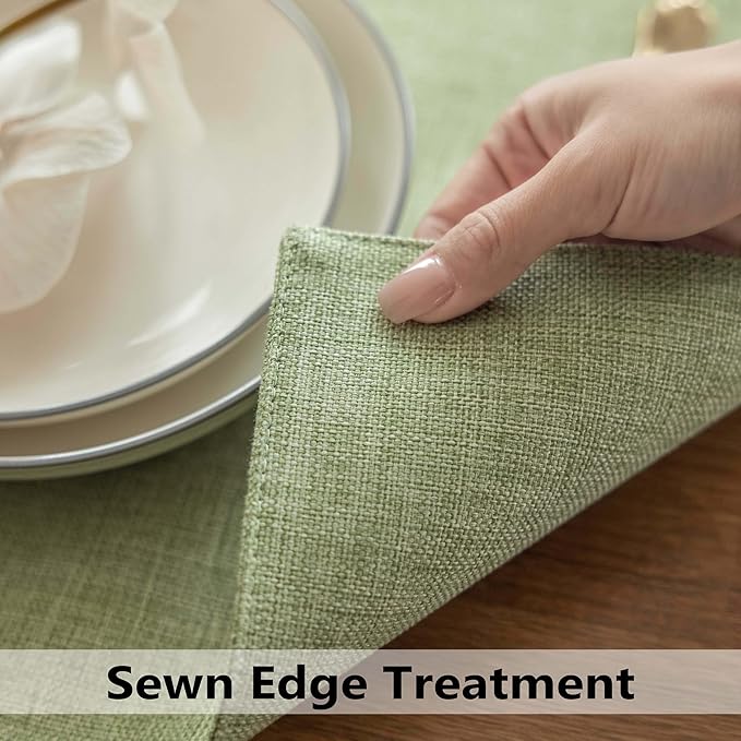 Demetex Green Placemat Set of 4 Washable Linen Textured Place Mats for Dinner Heat Resistant Sage Cloth Placemats Scratch Resistant Plate Mats for Dining Table Kitchen Spring, Green
