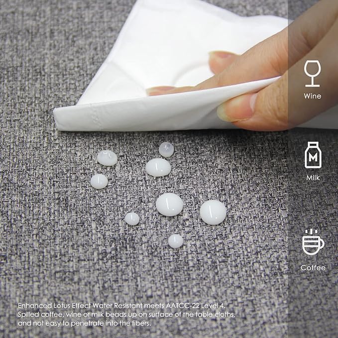 BALCONY & FALCON Square Tablecloth - Small Waterproof Table Cloth, Wrinkle Resistant Table Cover Linen Fabric Tablecloths for Dining Kitchen Wedding and Outdoor Decoration (Gray, 55"x55")