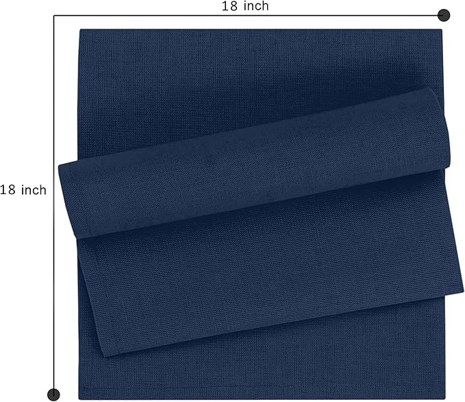 Ruvanti Linen Napkins Set of 6, 18x18 Cloth Napkins, Cotton Linen Blend Napkins Cloth Washable, Soft, Reusable Dinner Napkins for Wedding, Parties, Christmas, Thanksgiving, Everyday Use - Navy