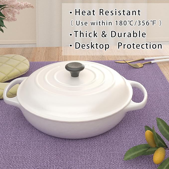 Set of 4 Round Placemat 15 Inch Soft Linen eco-Friendly Fabric Handcrafted Machine Washable Indoor & Outdoor Tablemat Lilac