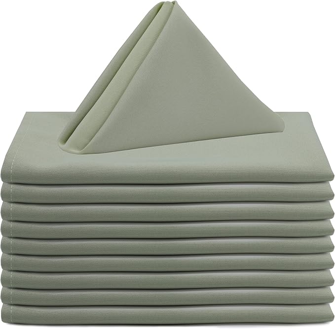 Your Chair Covers - 20 x 20 Inch (Pack of 10) Sage Cloth Polyester Napkins – Washable Dinner Fabric Napkins with Hemmed Edges for Weddings, Restaurants & Holidays