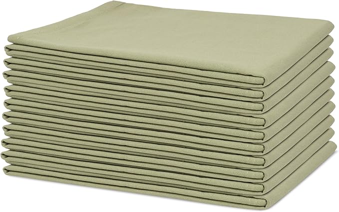 Organic Cotton Bulk Sage Green Flour Sack Kitchen Towels - 50 Pack, 100% Cotton, Lint-Free, Quick-Drying and Lightweight Kitchen Towels for Baking, Cleaning and Dish Drying (Sage Green)