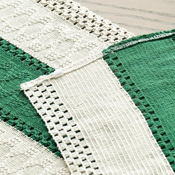 Artoid Mode Dark Green Farmhouse Rustic Table Runner, Seasonal Holiday Hollow Kitchen Dining Table Decoration for Home Party Decor 12x48 Inch