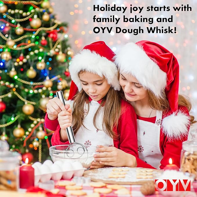 OYV 304 stainless steel dough whisk, Dishwasher Safe Danish Dough Whisk, Dutch Bread Whisk for Sourdough, Pizza, Pastry, Cake Batter, 12-inch sourdough tools