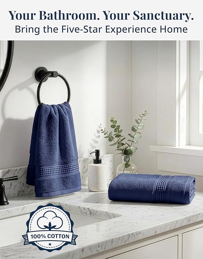 LANE LINEN Hand Towels for Bathroom Set, 6 Piece 100% Cotton Super Absorbent Bathroom Hand Towels Set, Ultra Soft Large Hand Towels, Premium Cotton Hotel Quality Towels - Multi Color